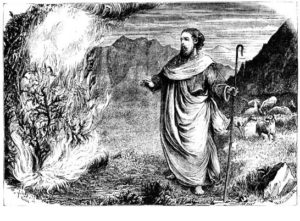 Moses at the burning bush.