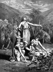 Israel gathered manna in the wilderness.